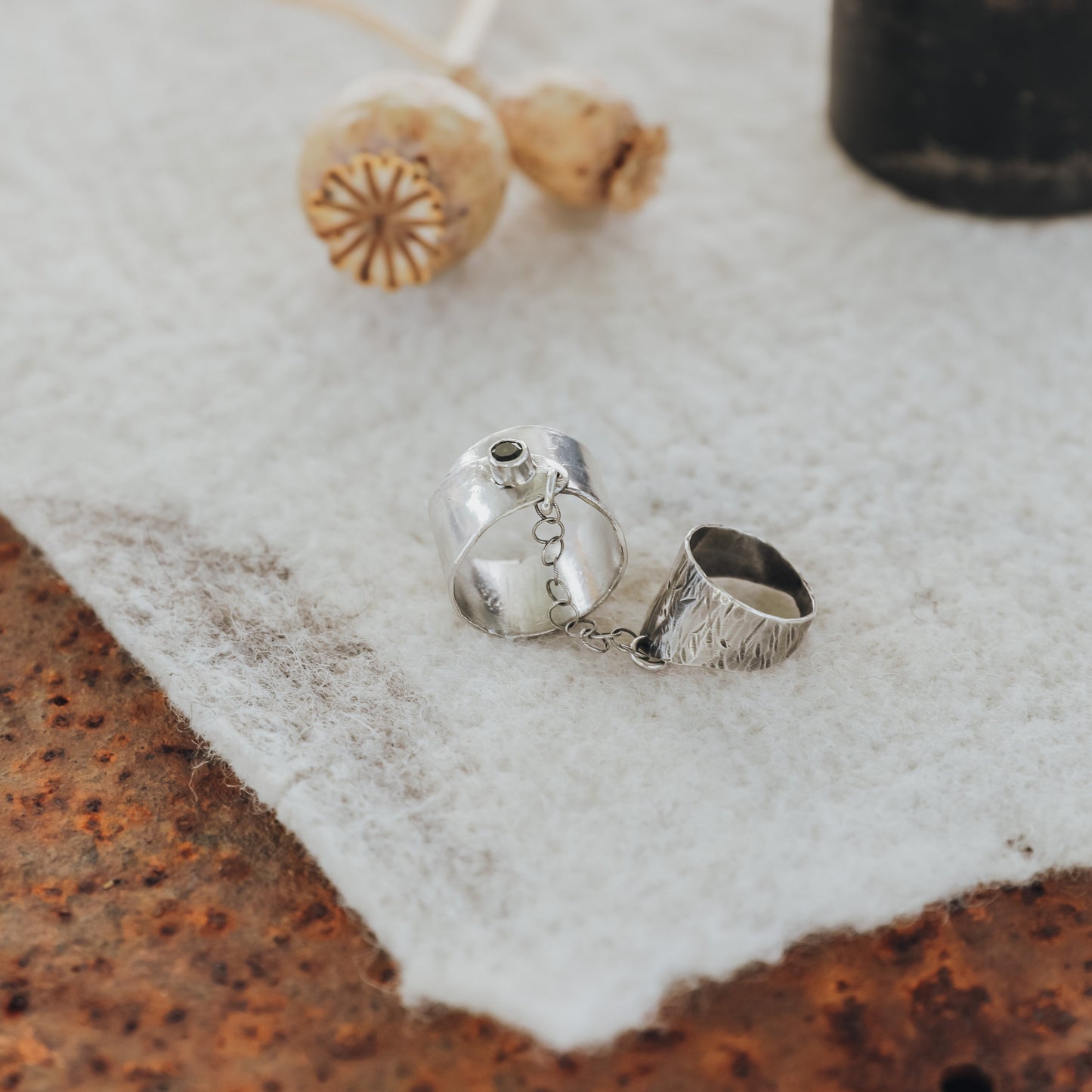 Diopside Faceted Chain Ring