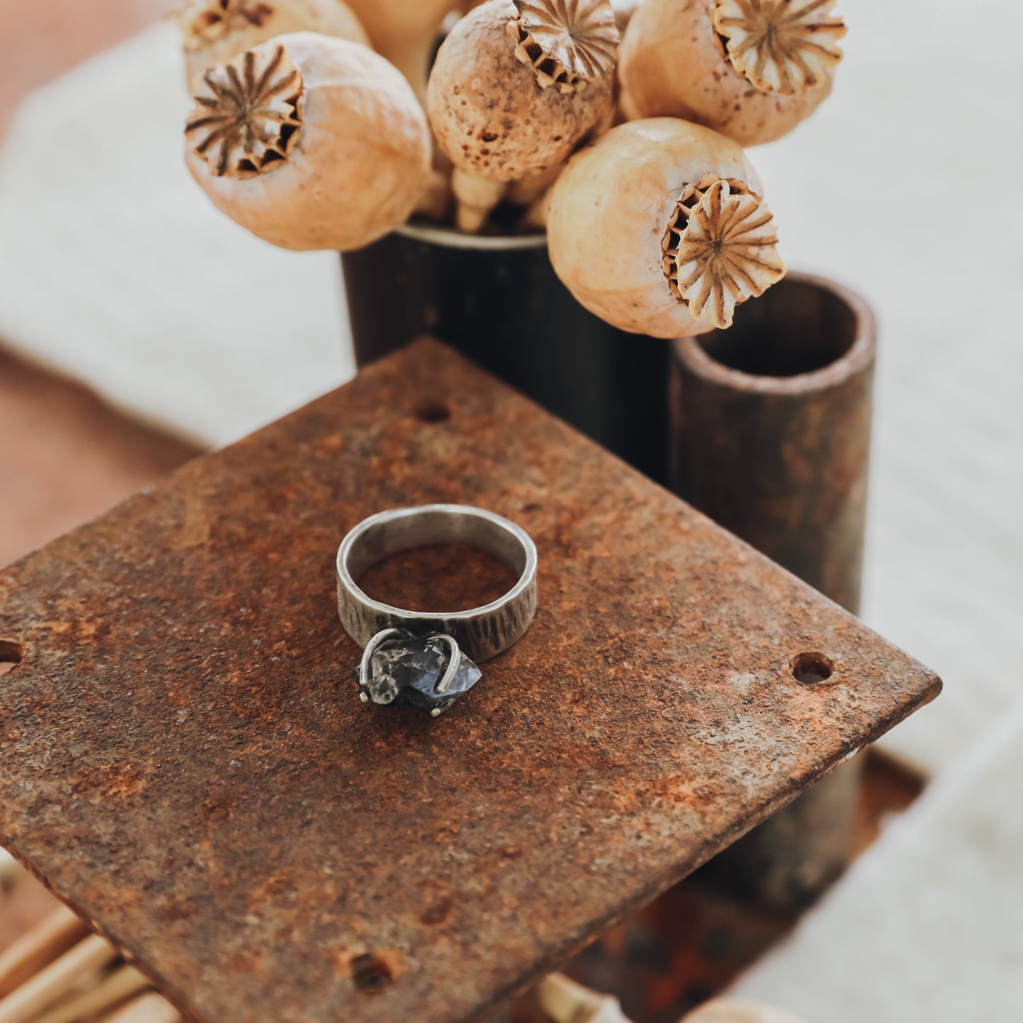 Tibetan Quartz Double Terminated Ring
