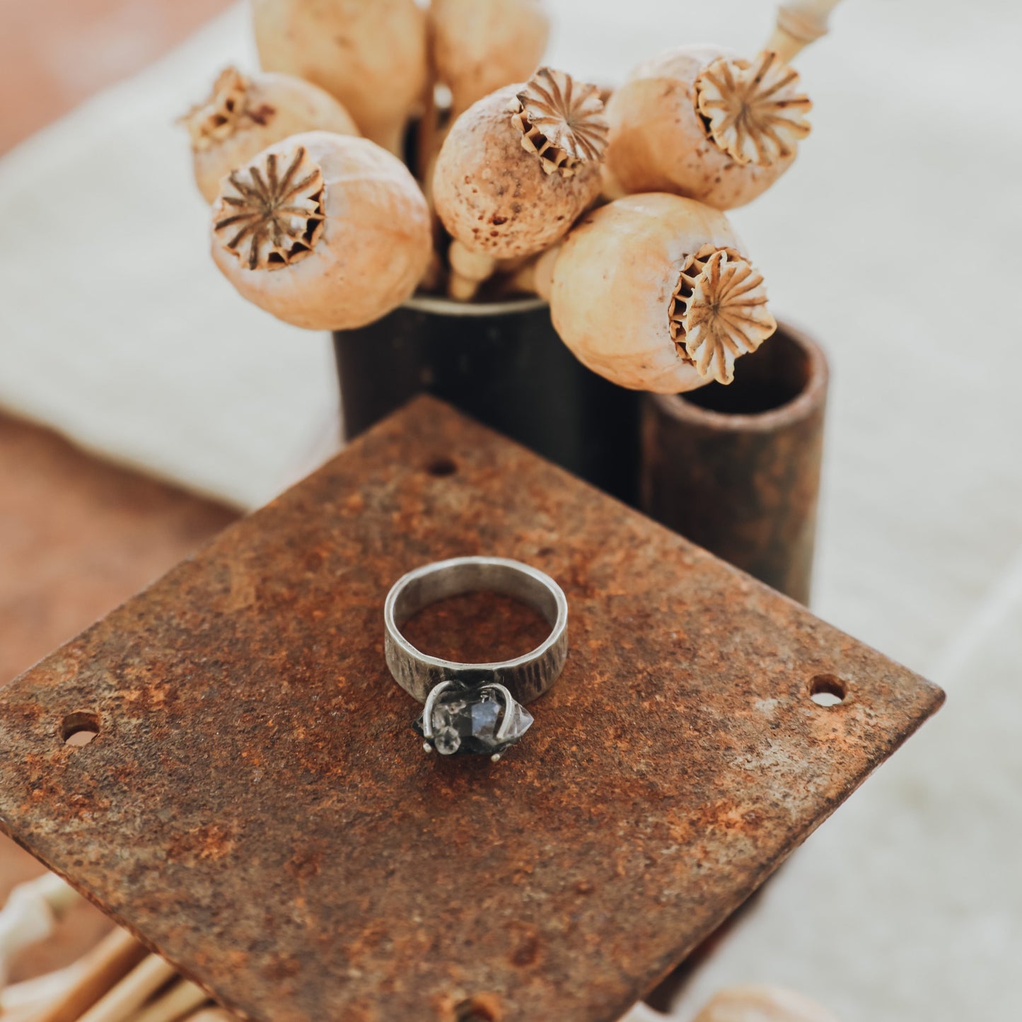 Tibetan Quartz Double Terminated Ring