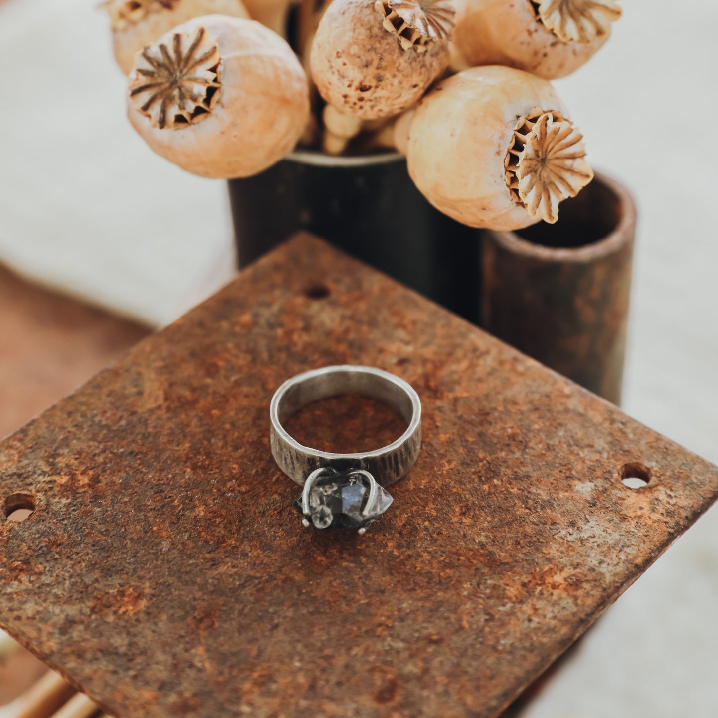 Tibetan Quartz Double Terminated Ring
