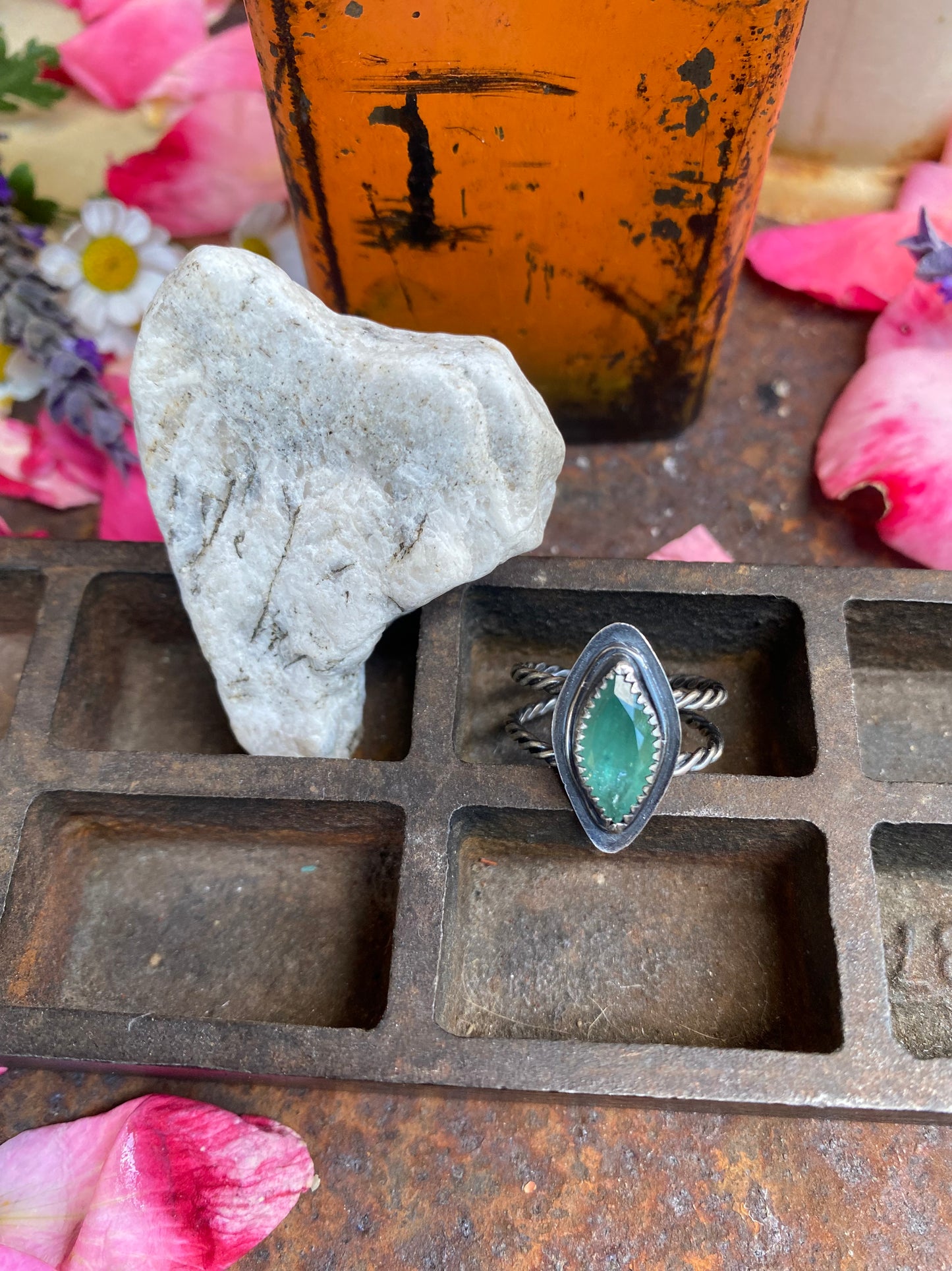 Faceted Grandidierite Ring