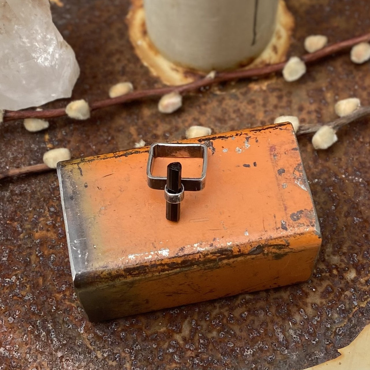 Black Tourmaline Square Ring