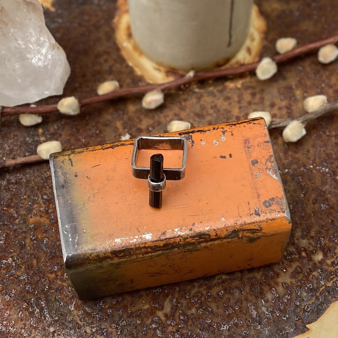 Black Tourmaline Square Ring