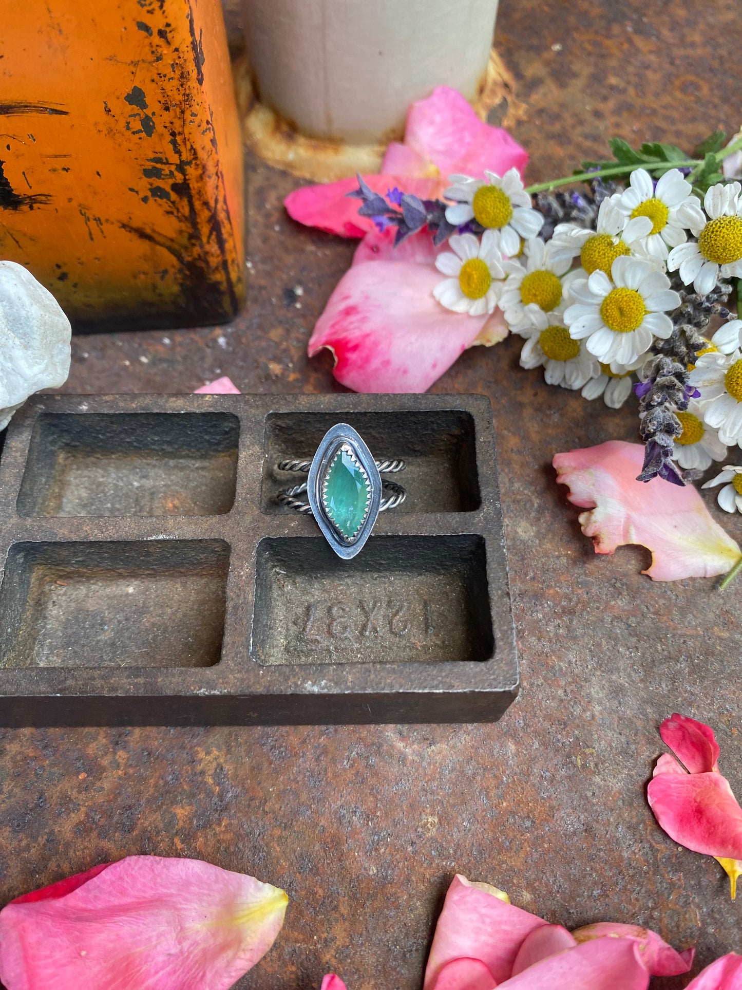 Faceted Grandidierite Ring