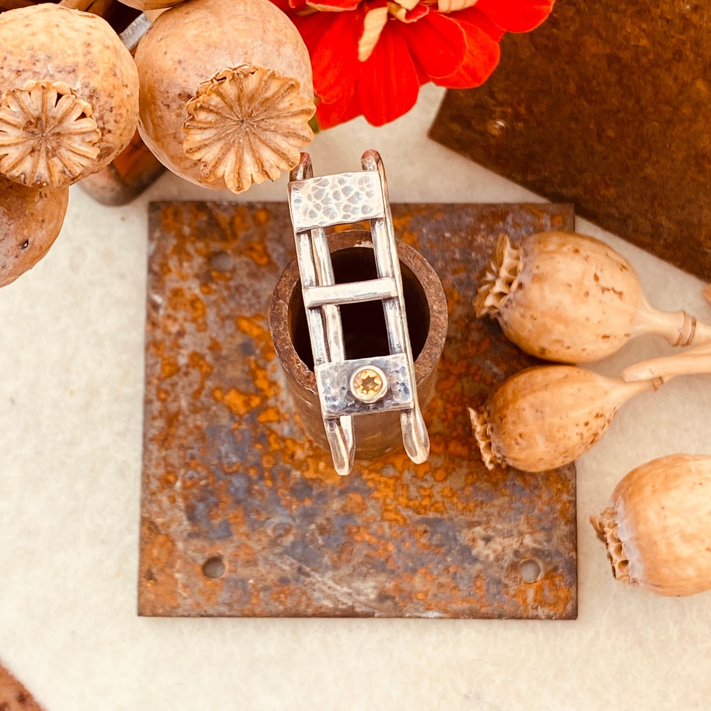Two Finger Citrine Statement Ring