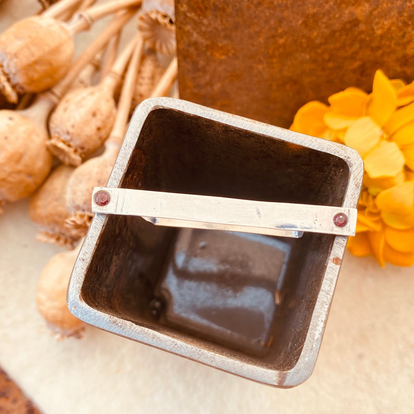 Garnet two finger ring