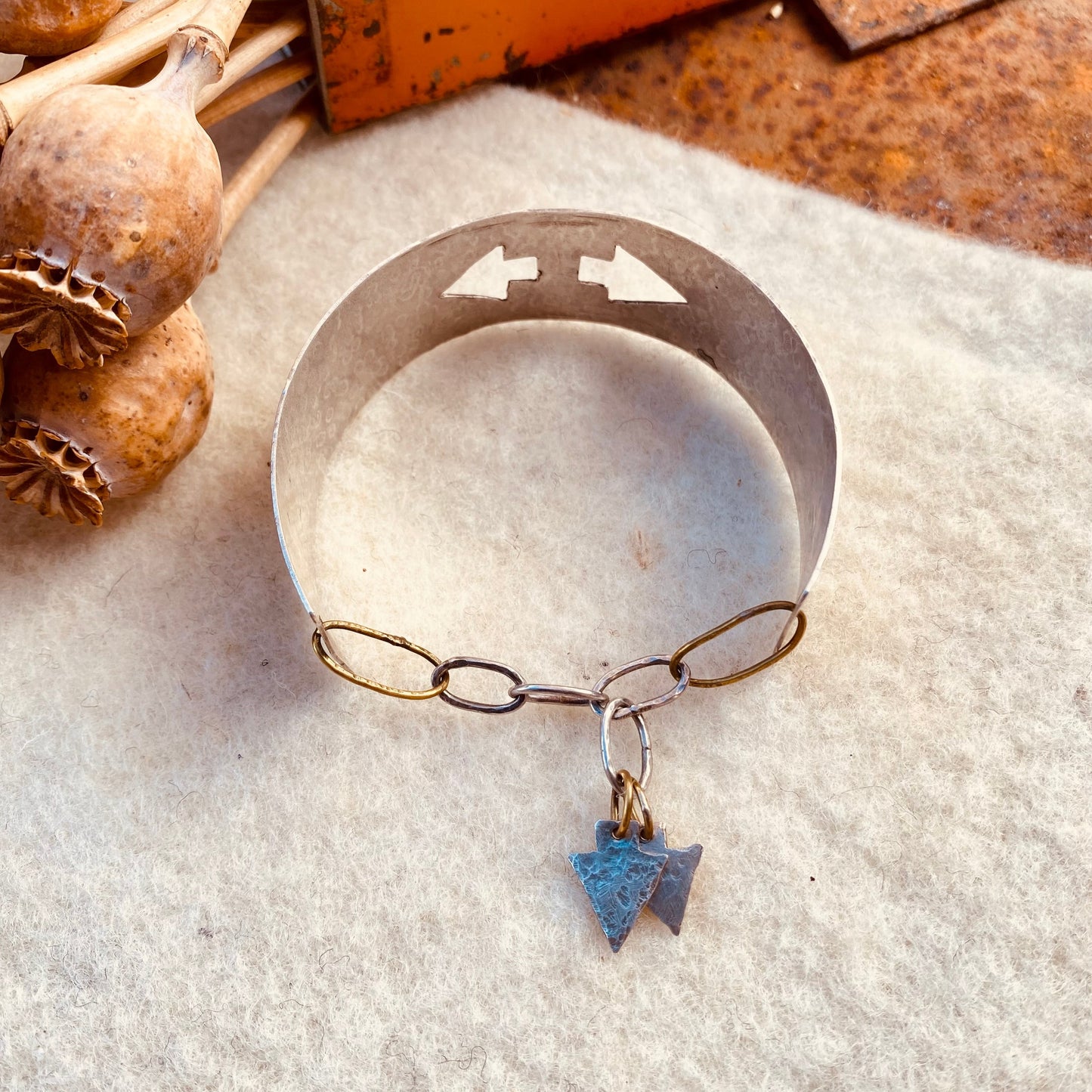 Sterling and Brass Bangle