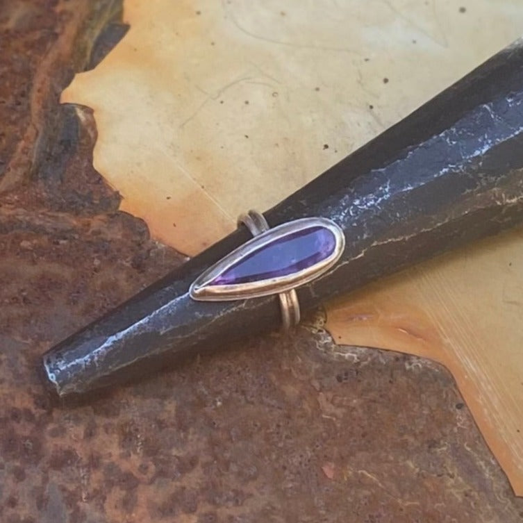 Amethyst Faceted Pear Shape Ring