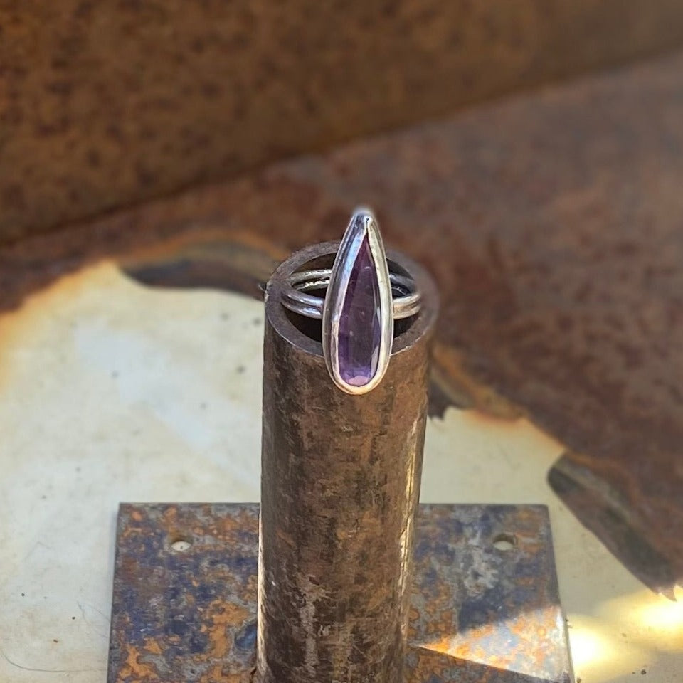 Amethyst Faceted Pear Shape Ring