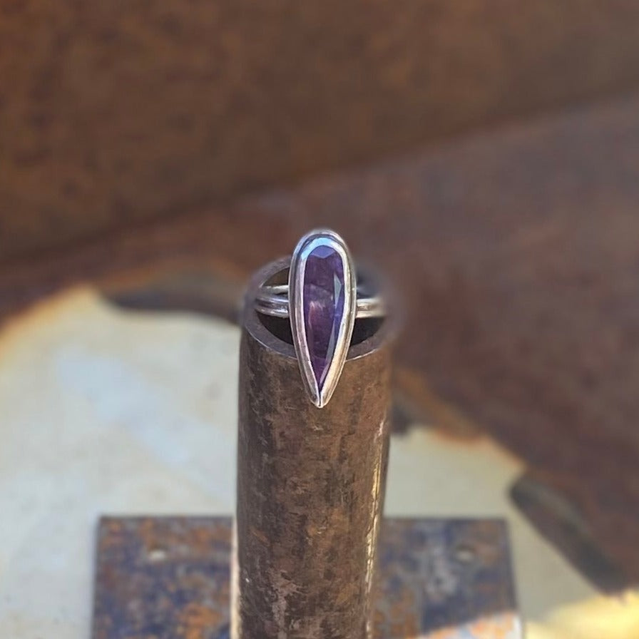 Amethyst Faceted Pear Shape Ring