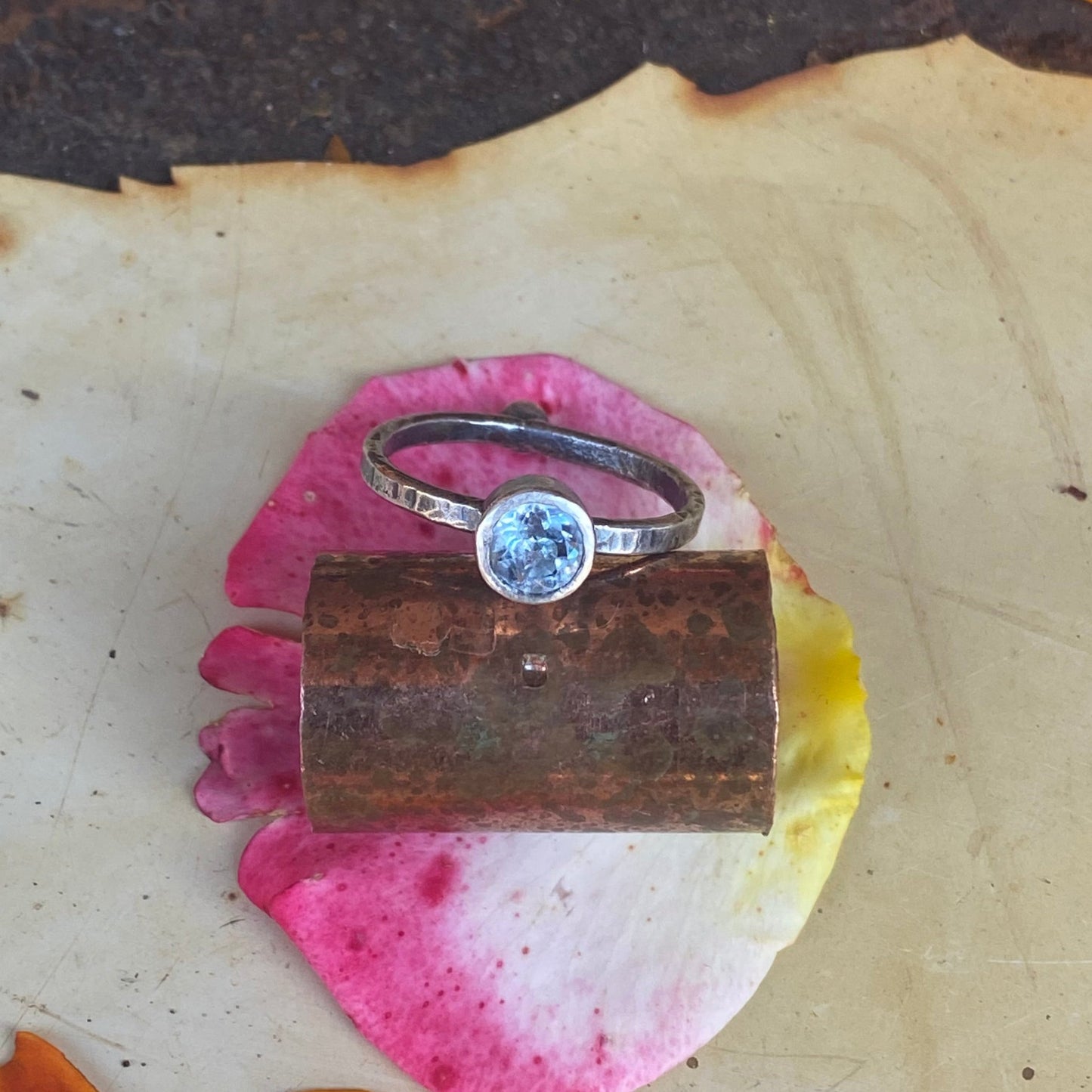 Aquamarine Faceted Stacker Ring