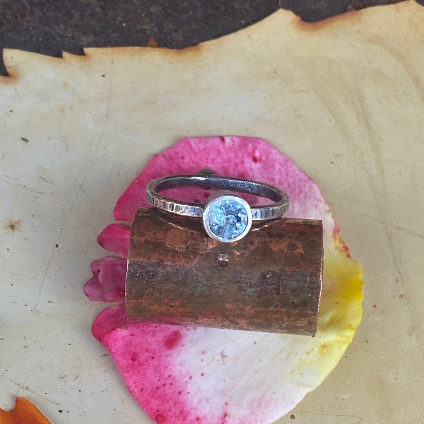 Faceted Aquarmarine Stacker Ring