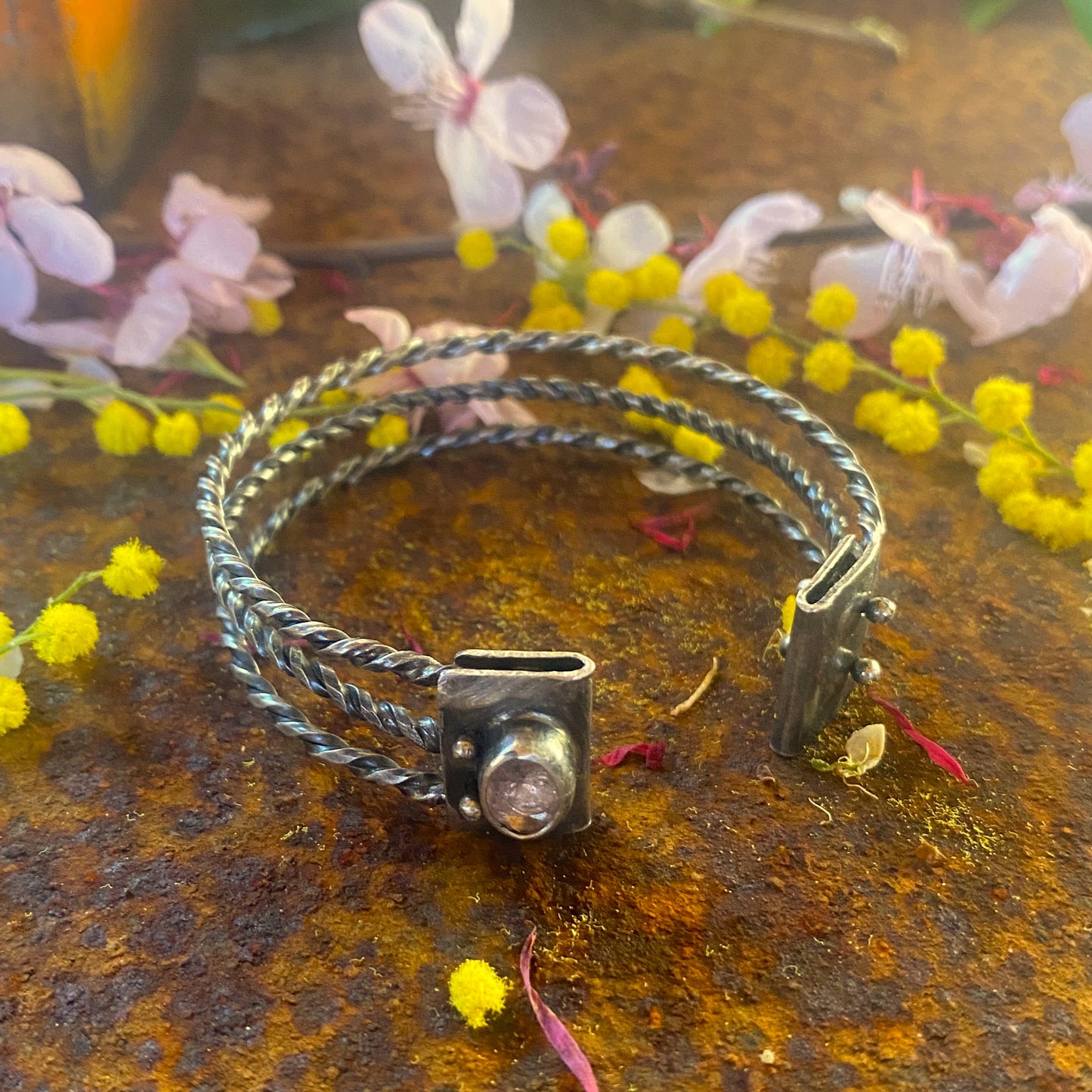 Cuff with Rose Quartz
