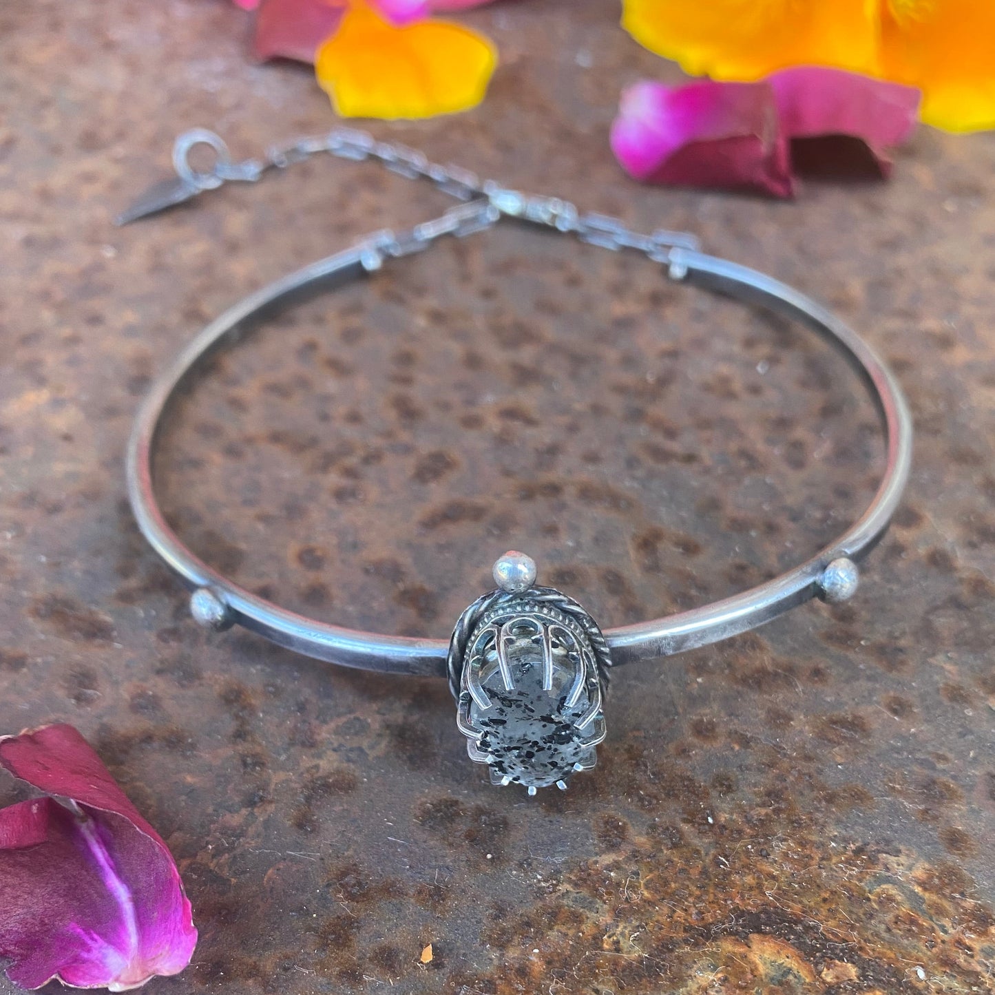 Clear Speckle Agate Arm Cuff