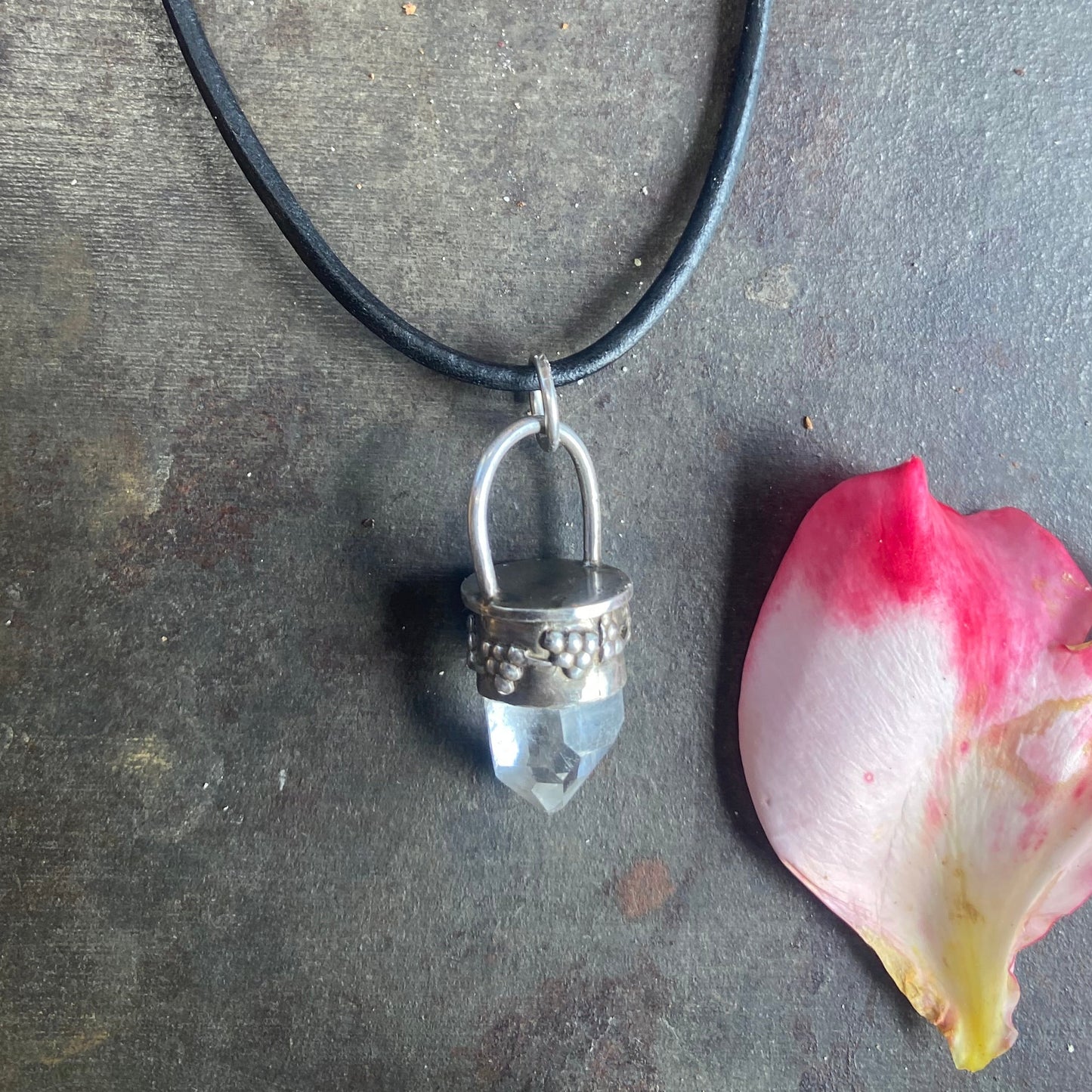 Simple Leather Choker with Arkansas Kansas Crystal