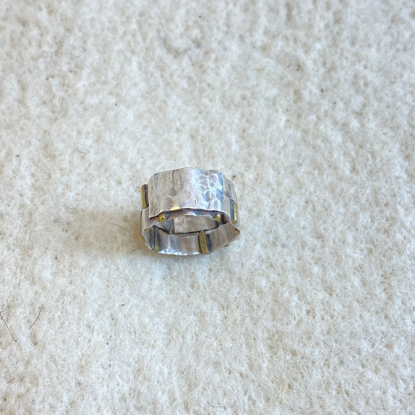 Woven Brass and Sterling Forefinger ring