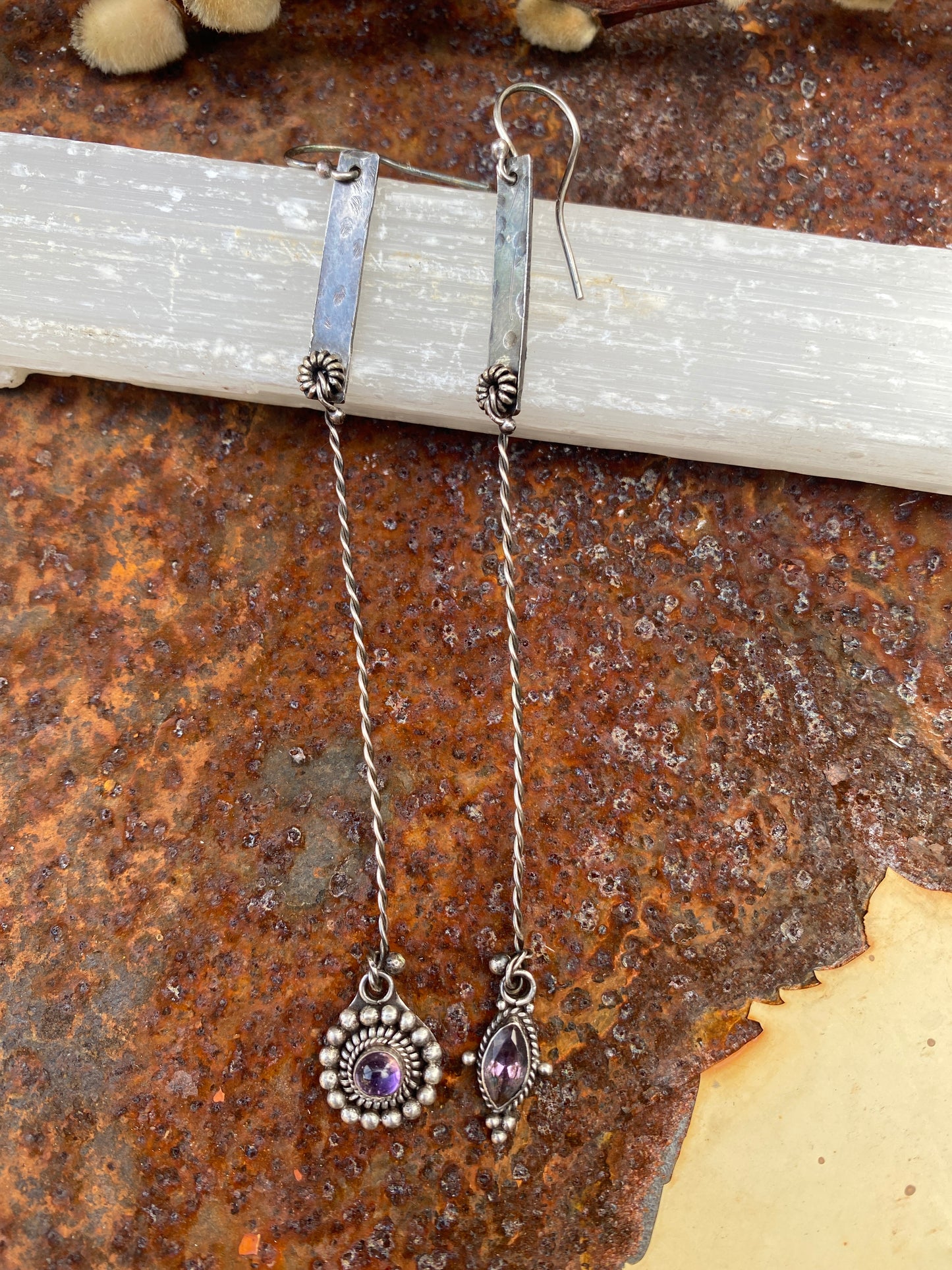 Bali Amethyst Charm Earrings