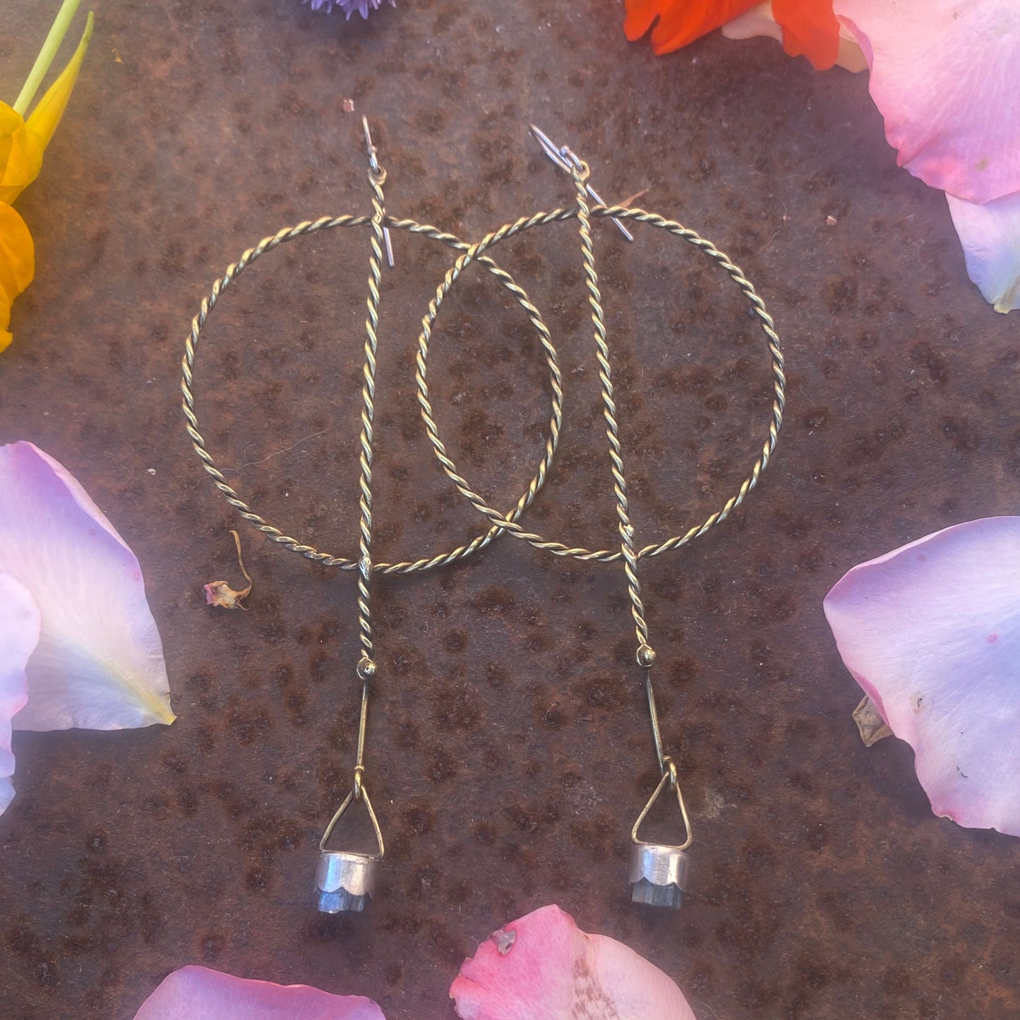 Brass Twisted Hoops