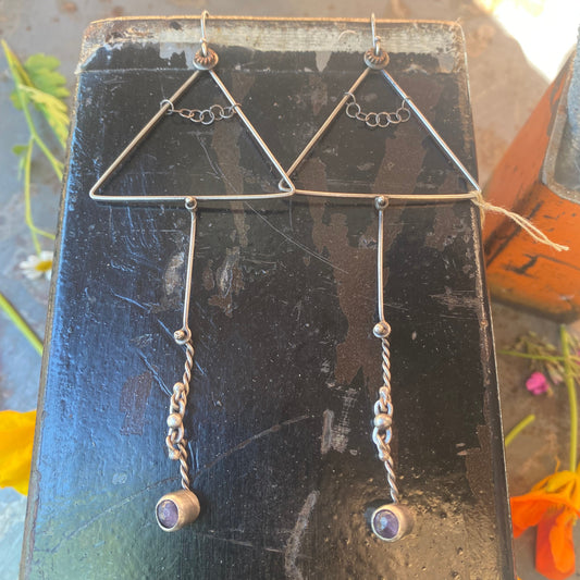 Triangle Amethyst Earrings