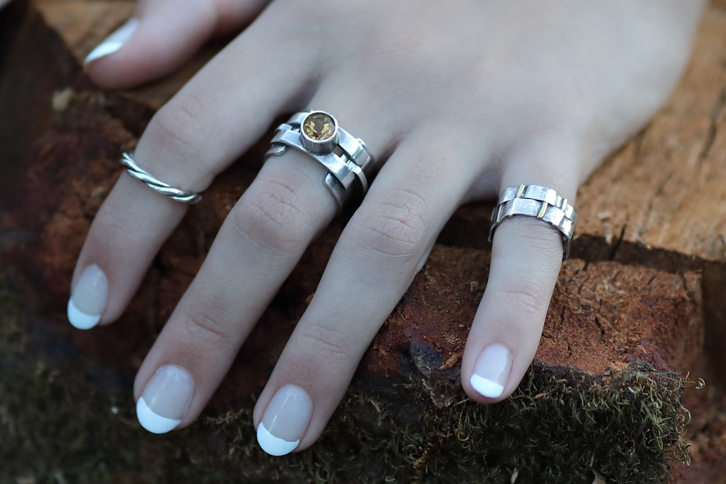 Faceted Citring Ring and Stacker Rings