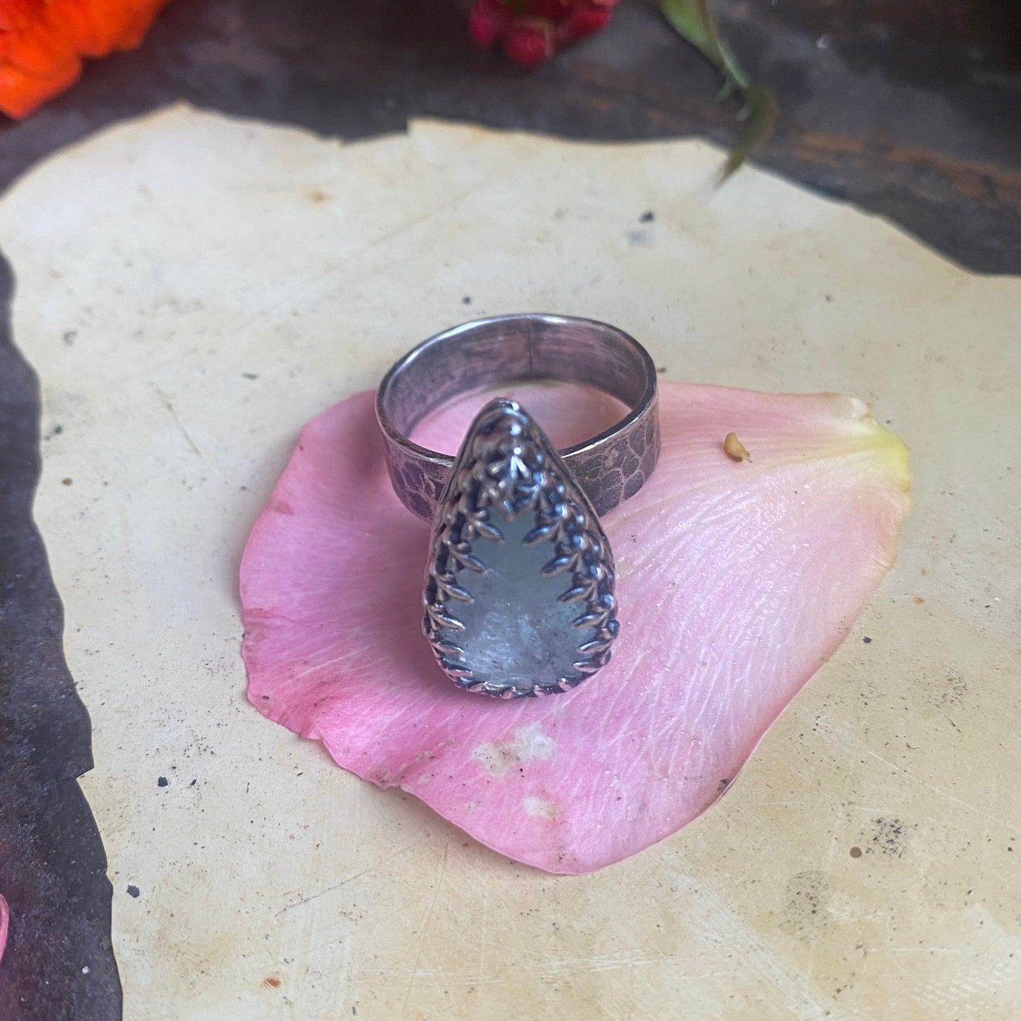 Aquamarine Teardrop Ring
