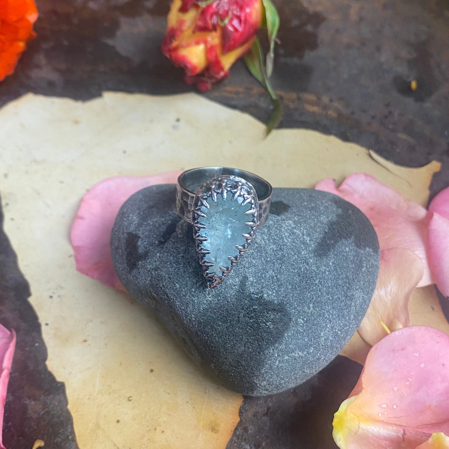 Aquamarine Teardrop Ring