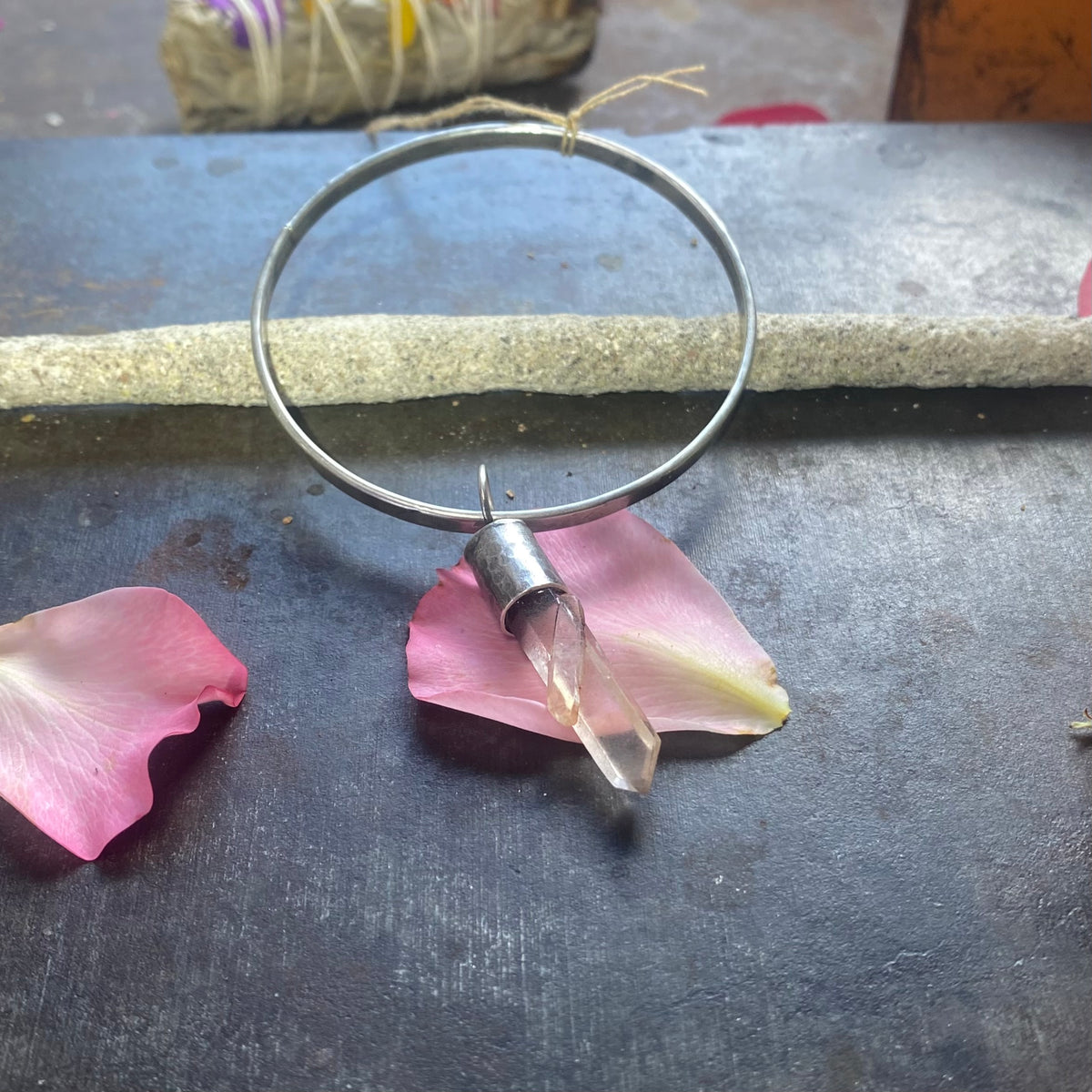 Bangle with Tangerine Quartz Crystal