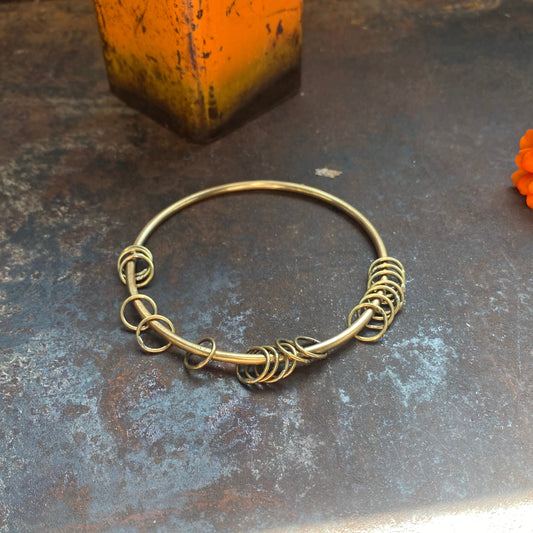 Hand-forged brass bracelet, bohemian brass jewelry, artisan brass bangle, stacking bangles, edgy bohemian jewelry.