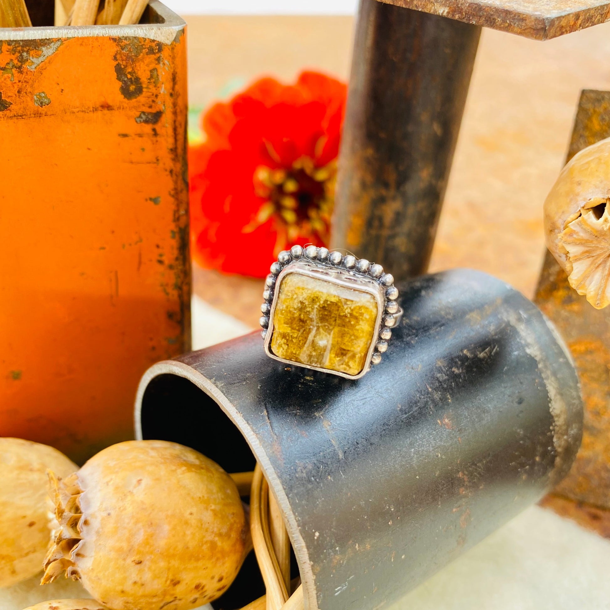 Vesuvianite Cube Ring