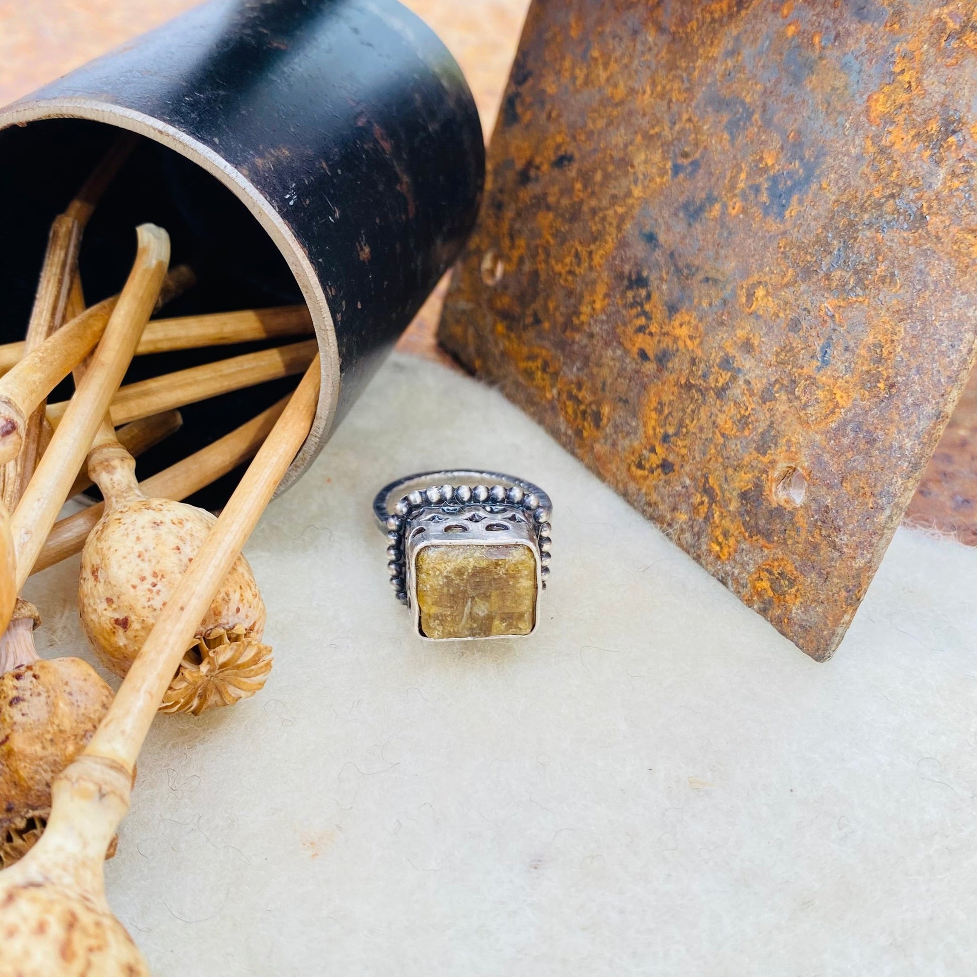 Vesuvianite Cube Ring