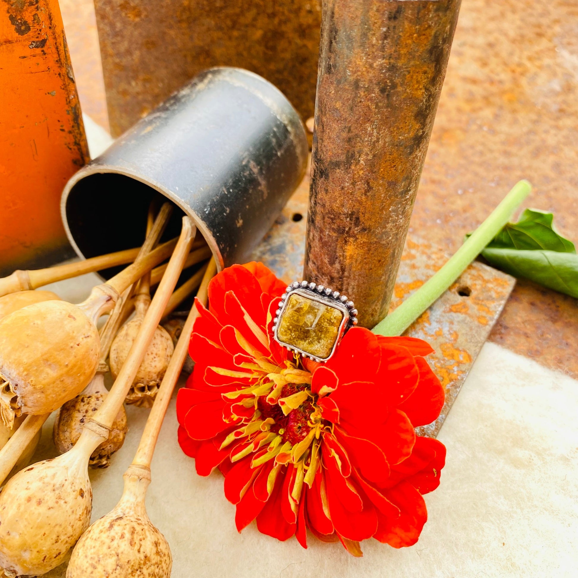 Vesuvianite Cube Ring