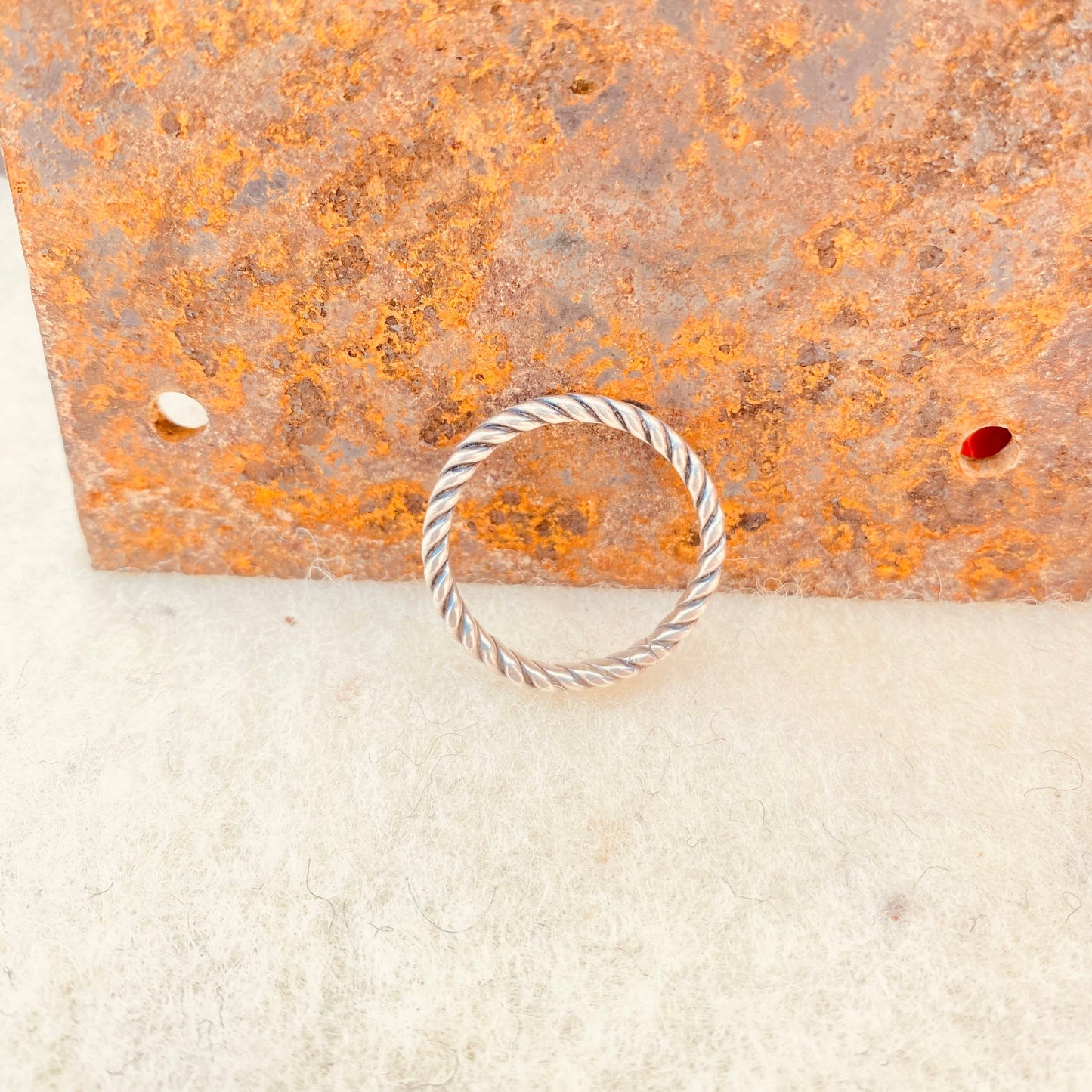 Sterling Twisted Stacker Ring Hammered