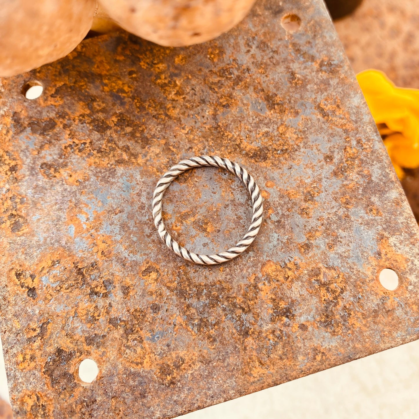 Sterling Twisted Stacker Ring Hammered