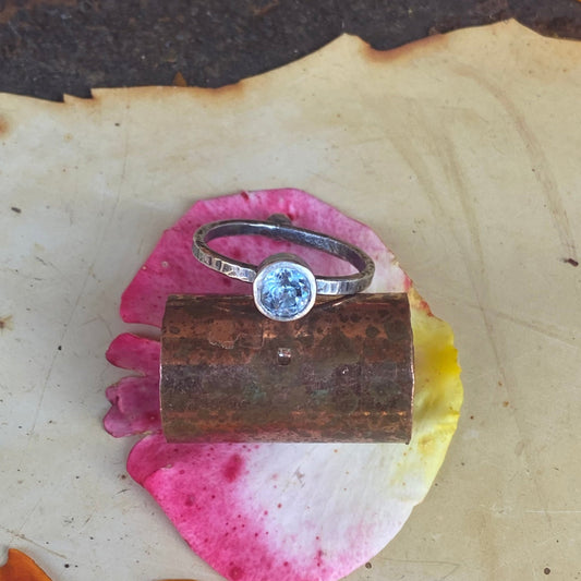 Aquamarine Faceted Stacker Ring
