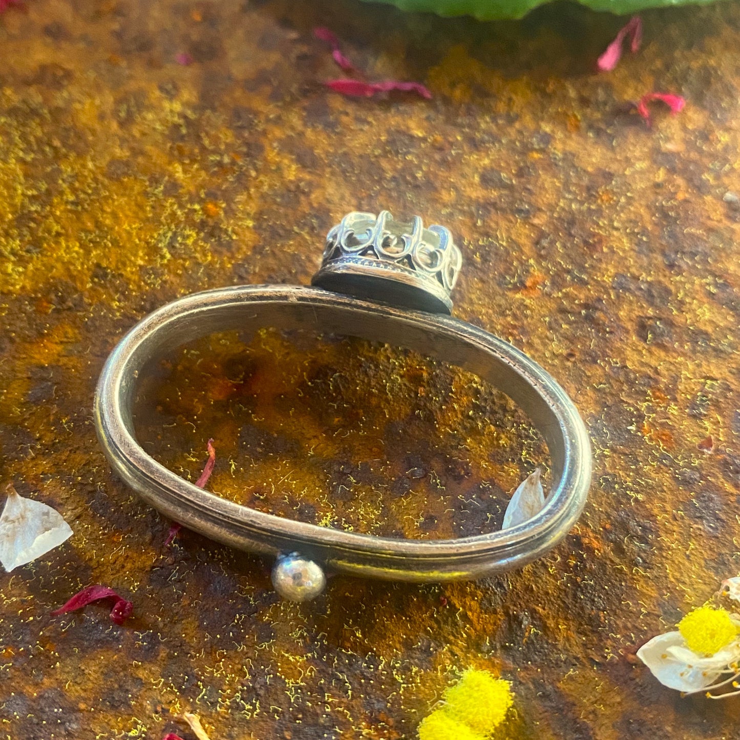 Two Finger Ring with Faceted Aquamarine