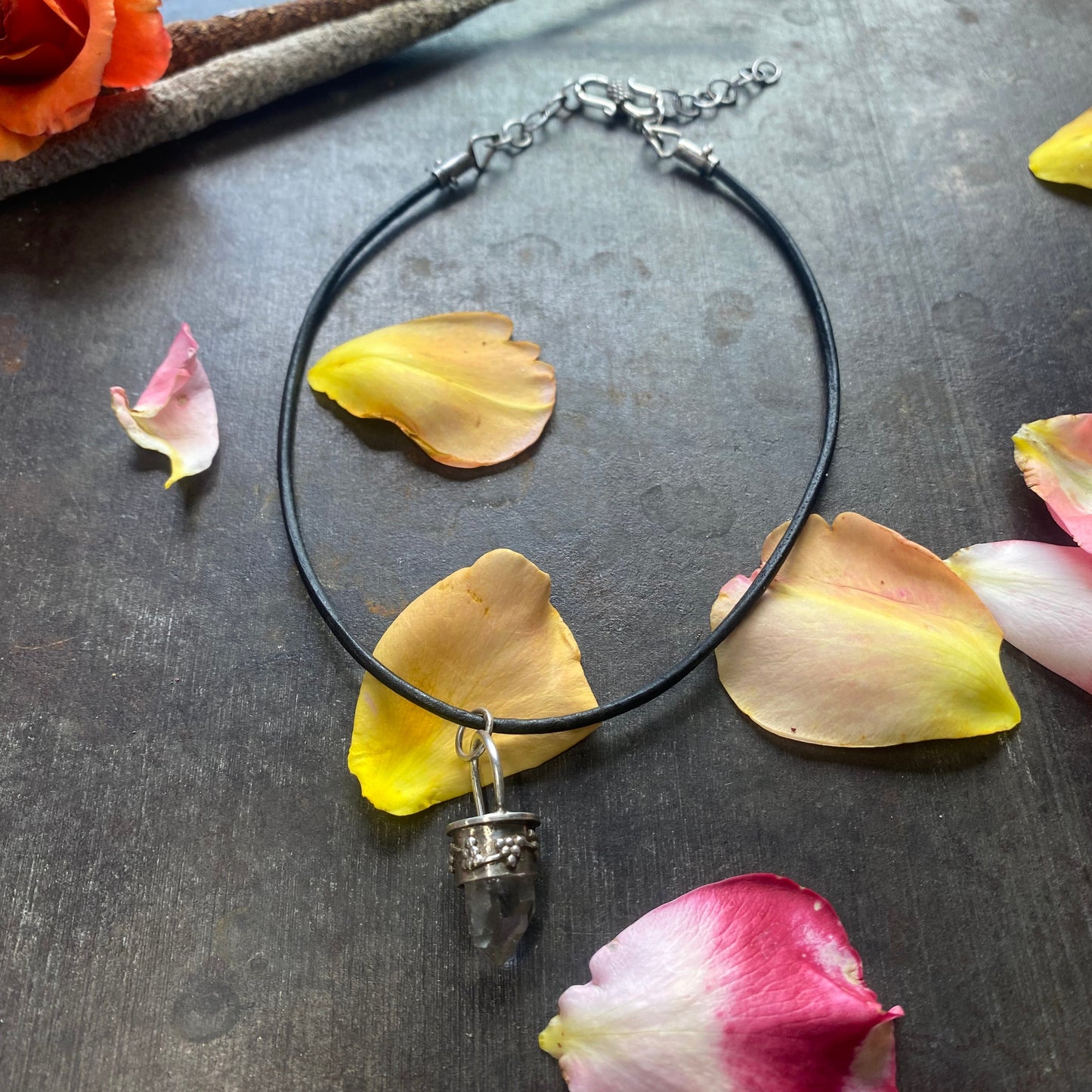 Simple Leather Choker with Arkansas Kansas Crystal