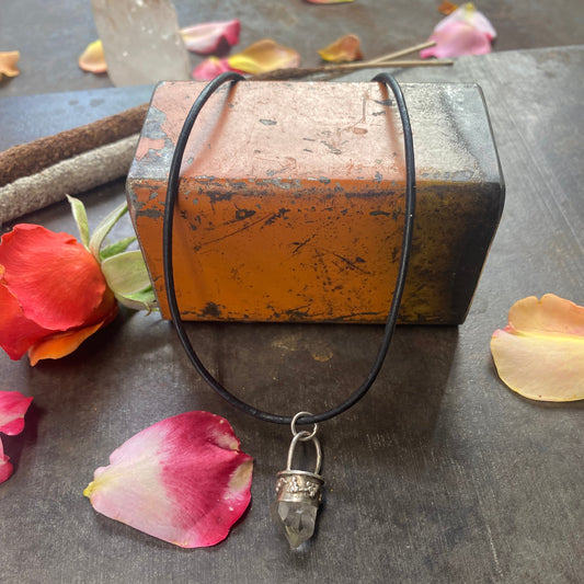 Simple Leather Choker with Arkansas Kansas Crystal