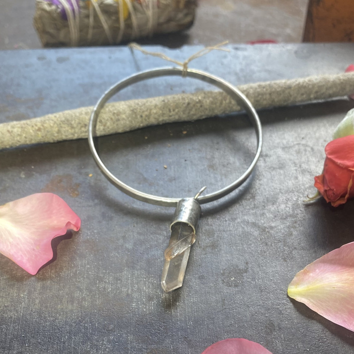 Bangle with Tangerine Quartz Crystal