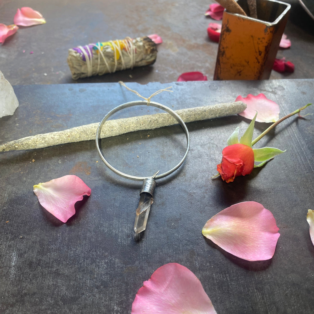 Bangle with Tangerine Quartz Crystal