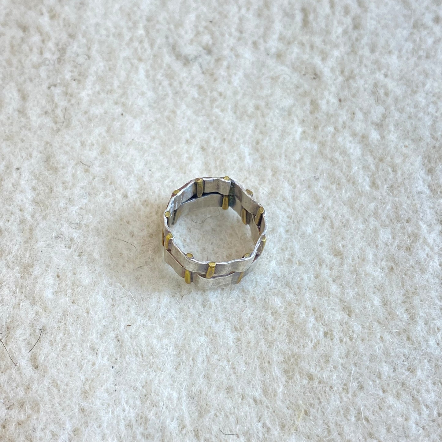 Woven Brass and Sterling Forefinger ring