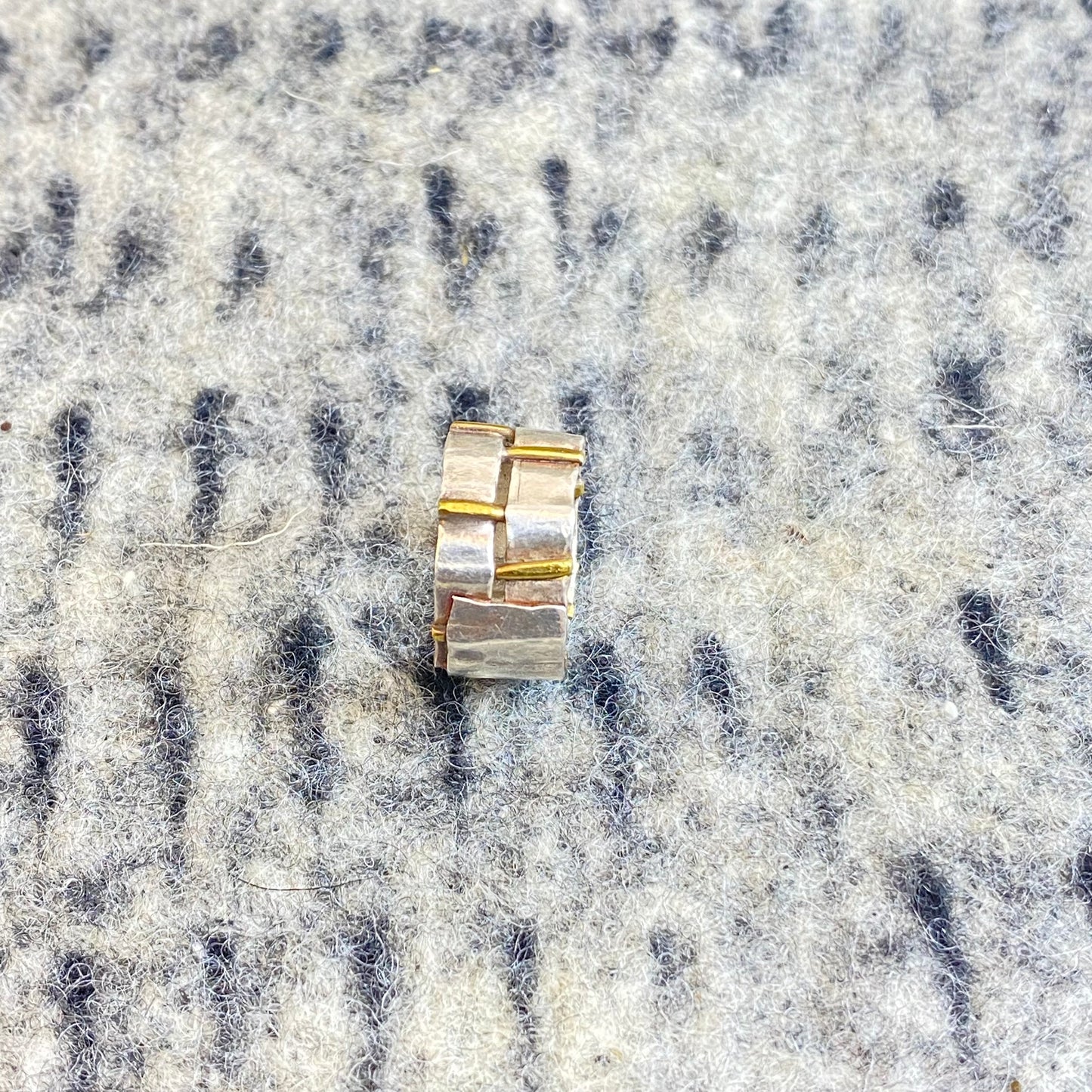 Woven Brass and Sterling Forefinger ring