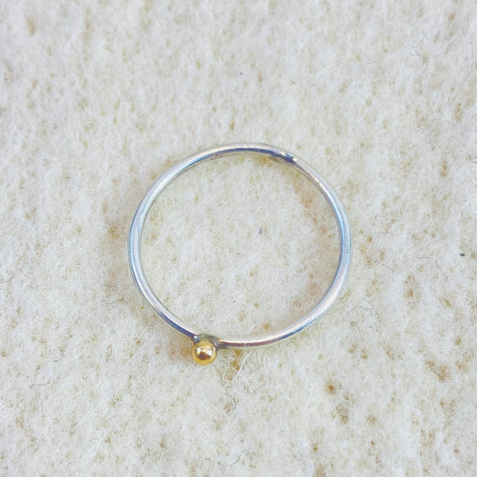 Simple Sterling ring with 14K dot
